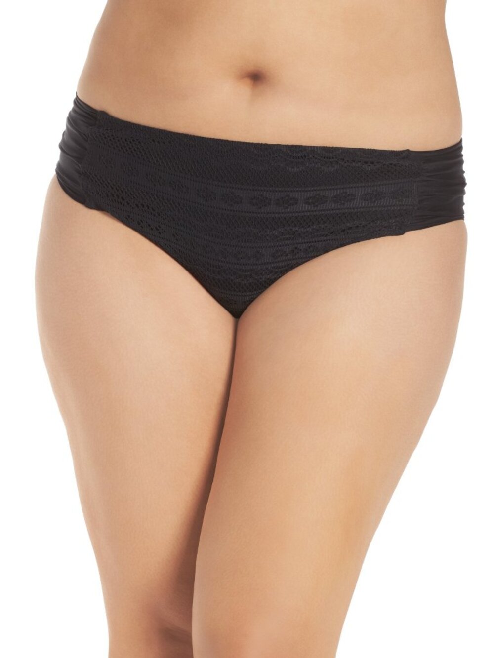 BECCA ETC Womens Plus Size Crochet Side Tab Bikini Bottoms